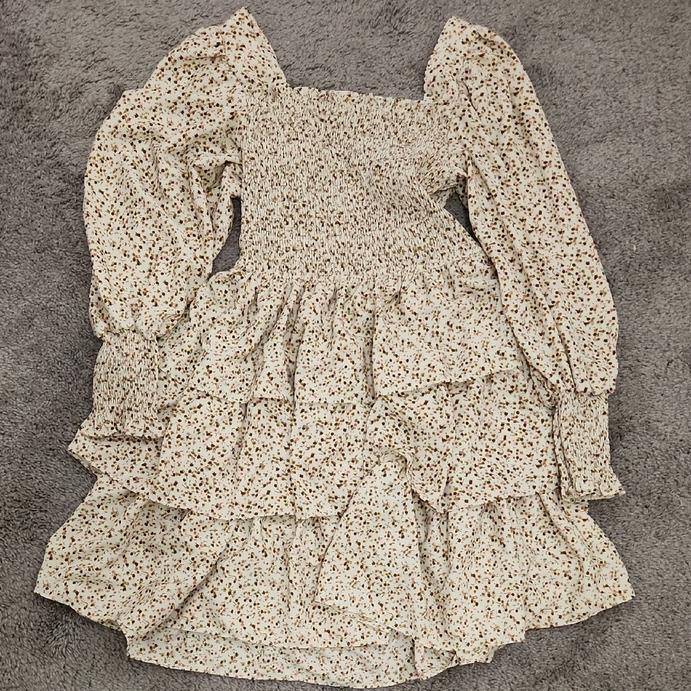 Floral Long Sleeve Tie Back Dress | Size L